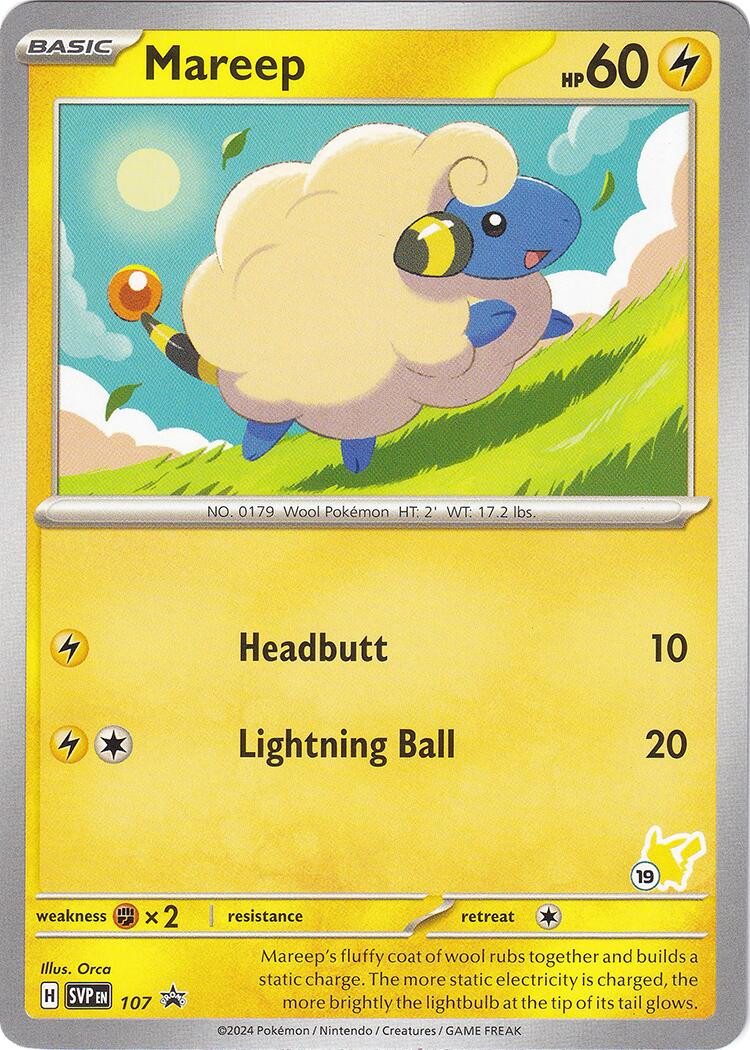 Mareep (107) (Pikachu Stamp #19) [Battle Academy 2024] | Exor Games Bridgewater