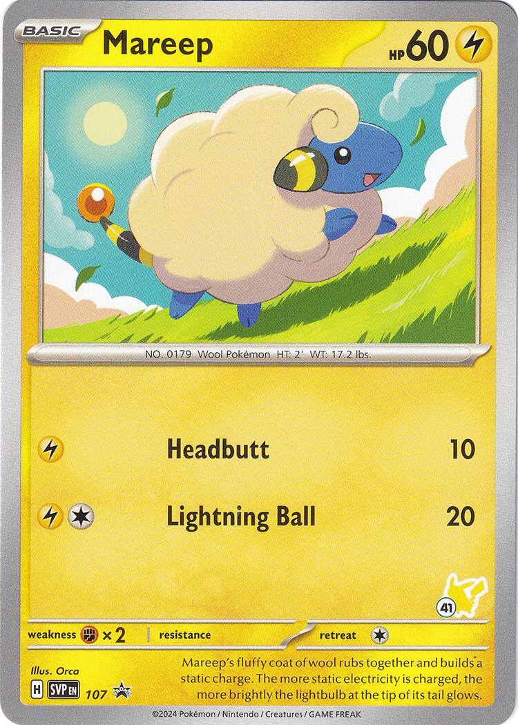 Mareep (107) (Pikachu Stamp #41) [Battle Academy 2024] | Exor Games Bridgewater