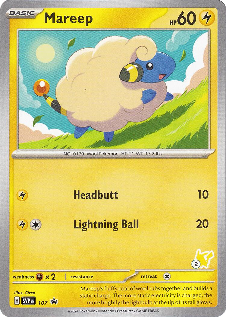 Mareep (107) (Pikachu Stamp #2) [Battle Academy 2024] | Exor Games Bridgewater