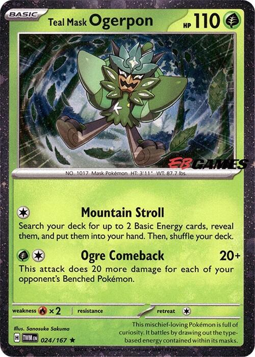 Teal Mask Ogerpon (024/167) (Cosmos Holo) (EB Games Exclusive) [Scarlet & Violet: Twilight Masquerade] | Exor Games Bridgewater