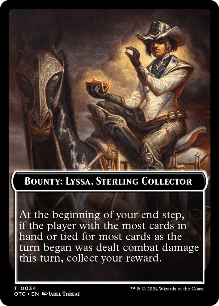 Bounty: Lyssa, Sterling Collector // Bounty Rules Double-Sided Token [Outlaws of Thunder Junction Commander Tokens] | Exor Games Bridgewater