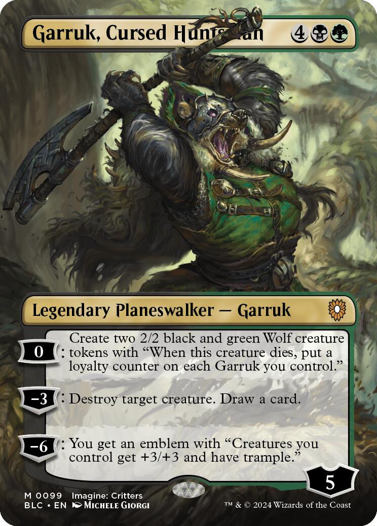 Garruk, Cursed Huntsman (Borderless) [Bloomburrow Commander] | Exor Games Bridgewater