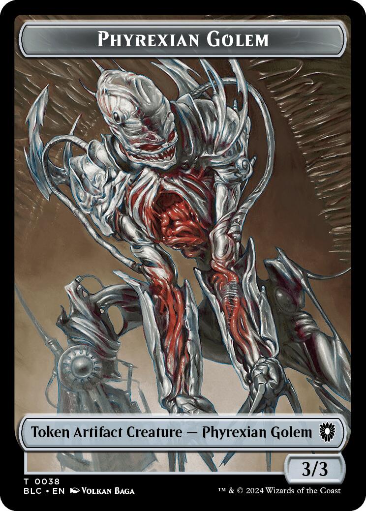 Phyrexian Golem // Faerie Double-Sided Token [Bloomburrow Commander Tokens] | Exor Games Bridgewater