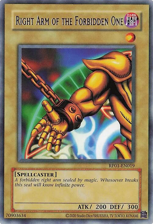 Right Arm of the Forbidden One [RP01-EN019] Rare | Exor Games Bridgewater