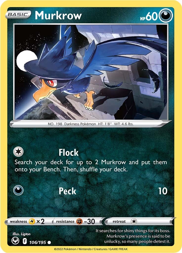 Murkrow (106/195) [Sword & Shield: Silver Tempest] | Exor Games Bridgewater