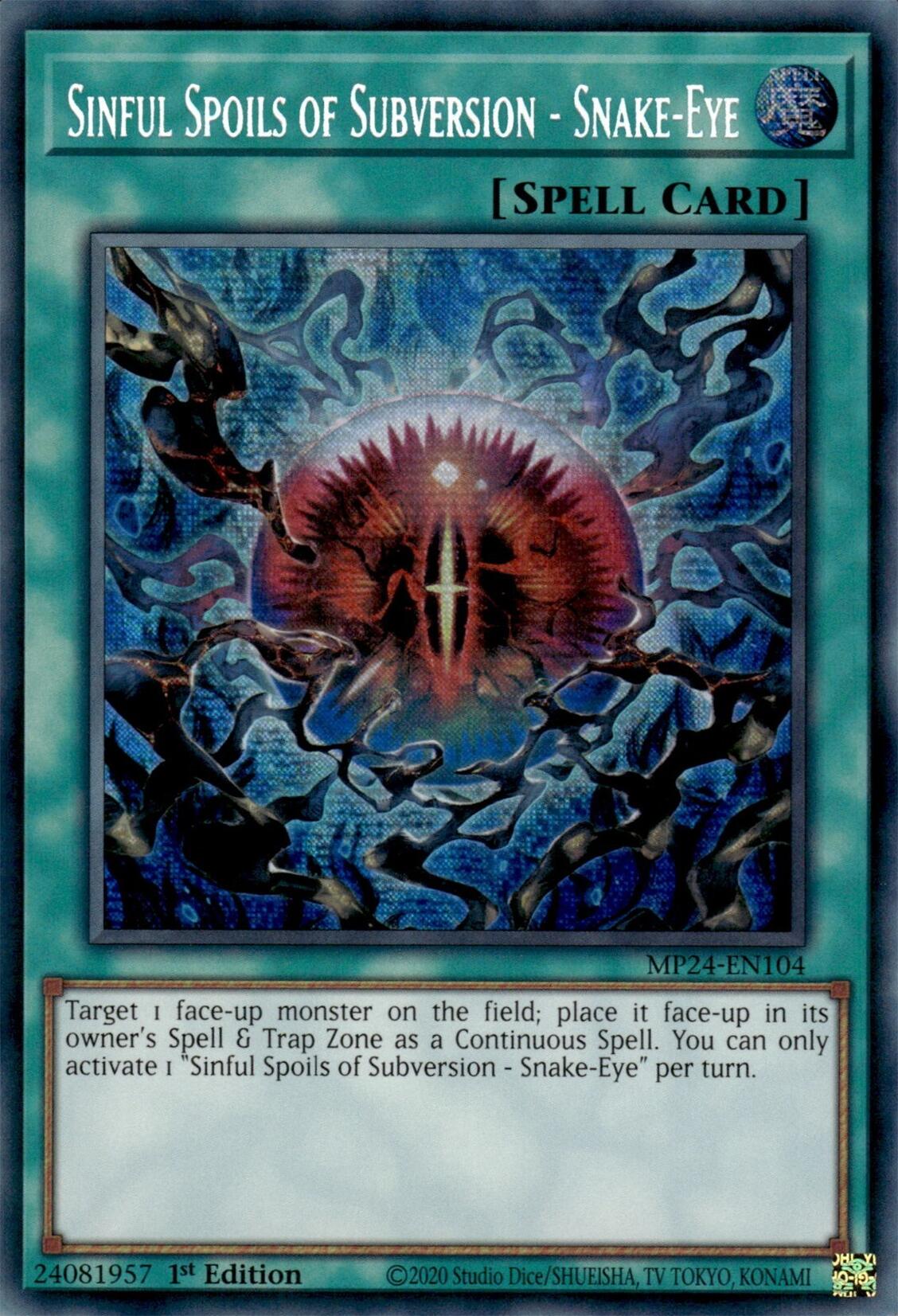 Sinful Spoils of Subversion - Snake-Eye [MP24-EN104] Prismatic Secret Rare | Exor Games Bridgewater