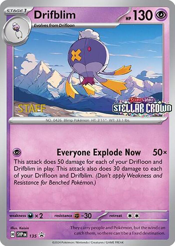 Drifblim (135) (Staff Promo) [Scarlet & Violet: Black Star Promos] | Exor Games Bridgewater