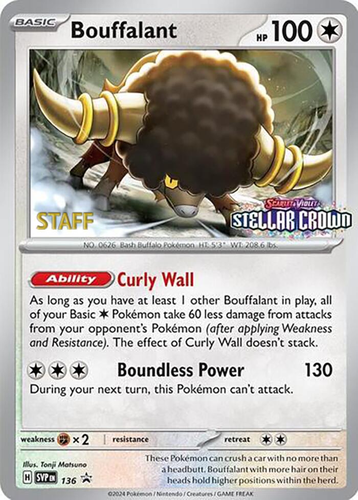 Bouffalant (136) (Staff Promo) [Scarlet & Violet: Black Star Promos] | Exor Games Bridgewater