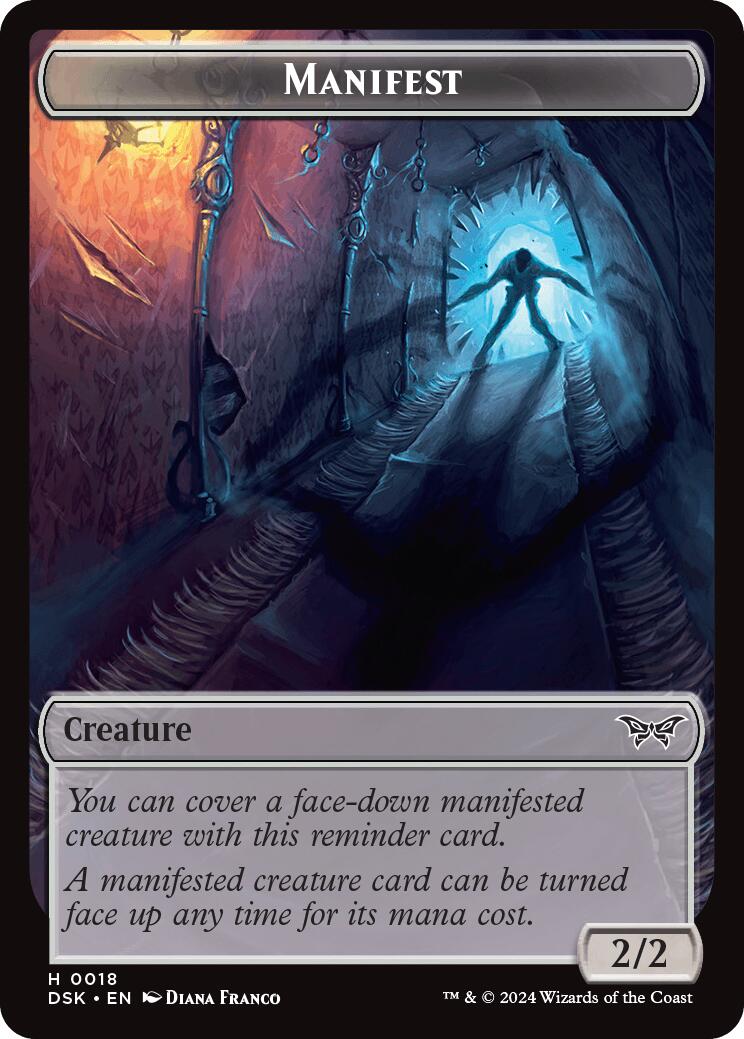 Phyrexian Beast //Manifest Double-Sided Token [Duskmourn: House of Horror Commander Tokens] | Exor Games Bridgewater