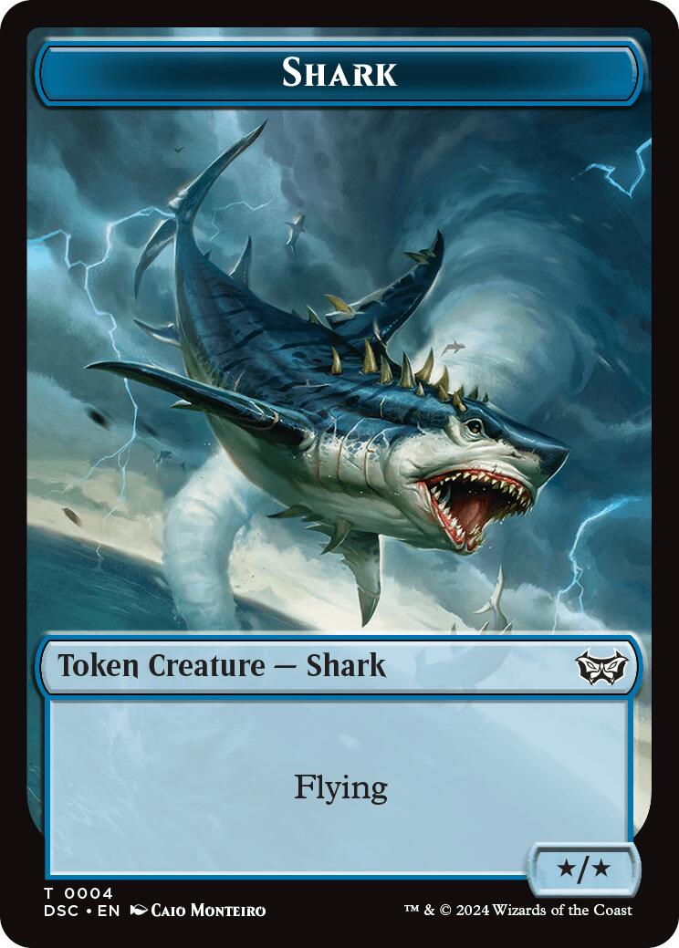 Shark // Copy Double-Sided Token [Duskmourn: House of Horror Commander Tokens] | Exor Games Bridgewater