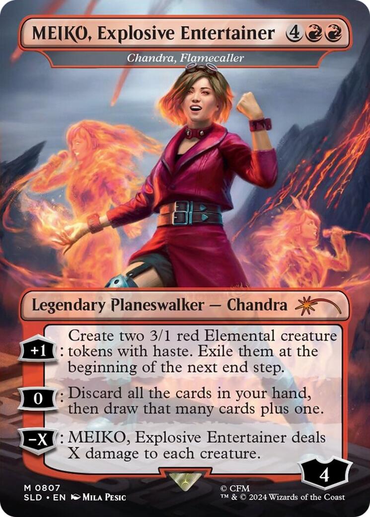 MEIKO, Explosive Entertainer - Chandra, Flamecaller (Rainbow Foil) [Secret Lair Drop Series] | Exor Games Bridgewater