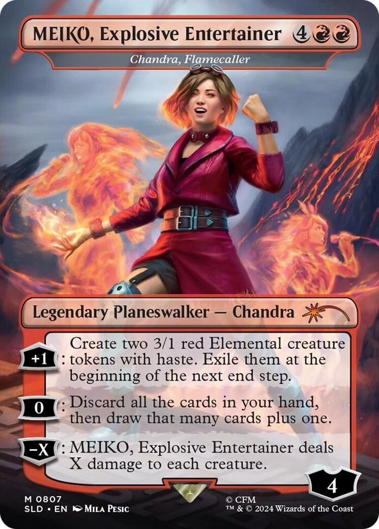 MEIKO, Explosive Entertainer - Chandra, Flamecaller (Rainbow Foil) (Japanese) [Secret Lair Drop Series] | Exor Games Bridgewater
