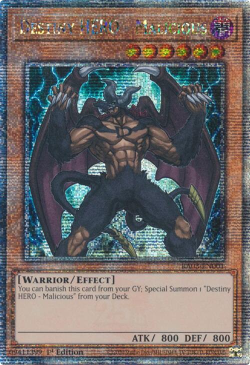 Destiny HERO - Malicious (Quarter Century Secret Rare) [RA03-EN001] Quarter Century Secret Rare | Exor Games Bridgewater