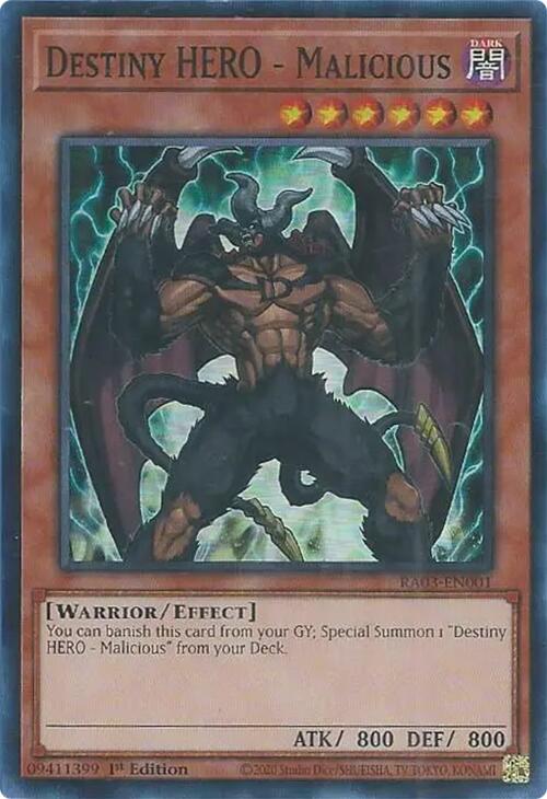 Destiny HERO - Malicious [RA03-EN001] Super Rare | Exor Games Bridgewater