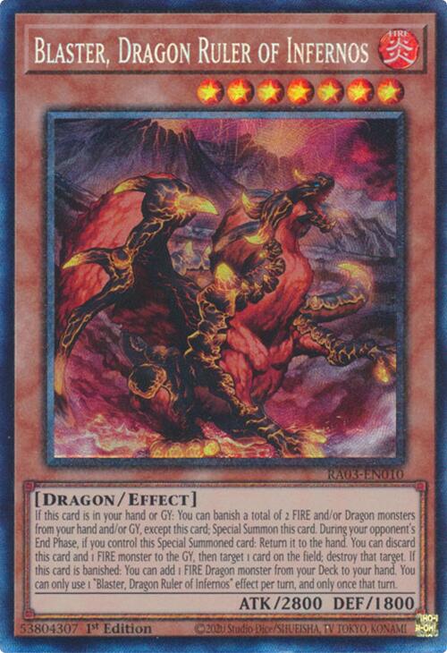 Blaster, Dragon Ruler of Infernos (CR) [RA03-EN010] Prismatic Collector's Rare | Exor Games Bridgewater