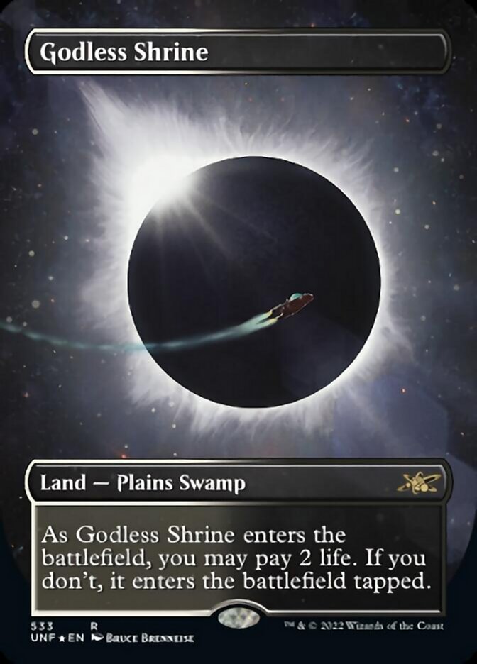 Godless Shrine (Borderless) (Galaxy Foil) [Unfinity] | Exor Games Bridgewater