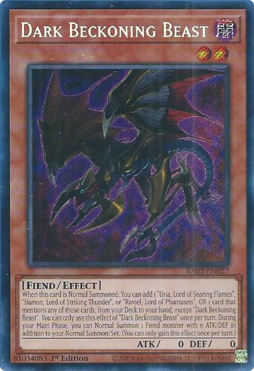 Dark Beckoning Beast (Secret Rare) [RA03-EN027] Secret Rare | Exor Games Bridgewater