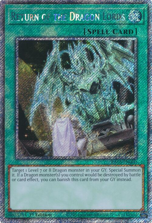 Return of the Dragon Lords (Platinum Secret Rare) [RA03-EN060] Platinum Secret Rare | Exor Games Bridgewater