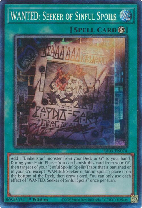 WANTED: Seeker of Sinful Spoils (CR) [RA03-EN074] Prismatic Collector's Rare | Exor Games Bridgewater
