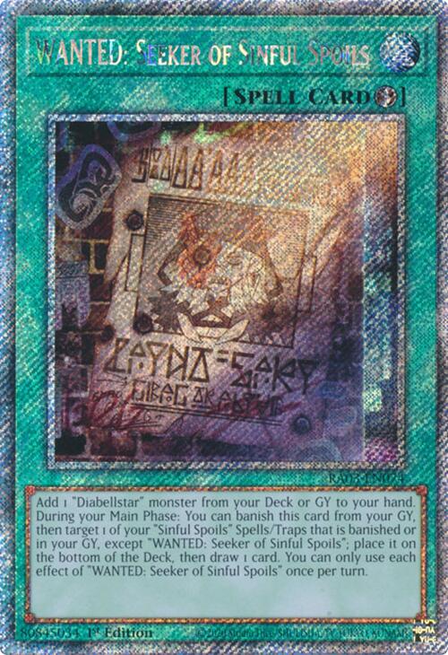 WANTED: Seeker of Sinful Spoils (Platinum Secret Rare) [RA03-EN074] Platinum Secret Rare | Exor Games Bridgewater