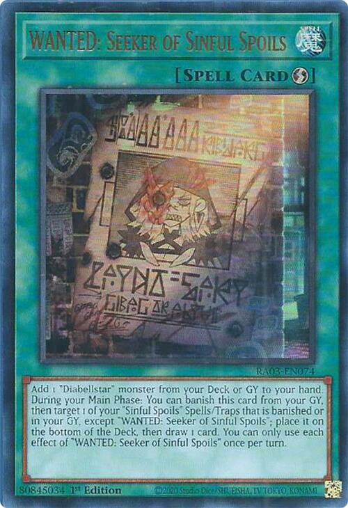 WANTED: Seeker of Sinful Spoils (UR) [RA03-EN074] Ultra Rare | Exor Games Bridgewater