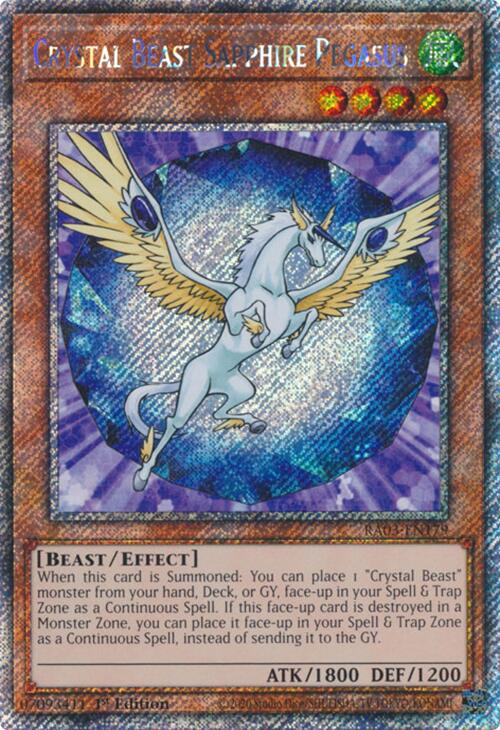 Crystal Beast Sapphire Pegasus (Platinum Secret Rare) [RA03-EN179] Platinum Secret Rare | Exor Games Bridgewater