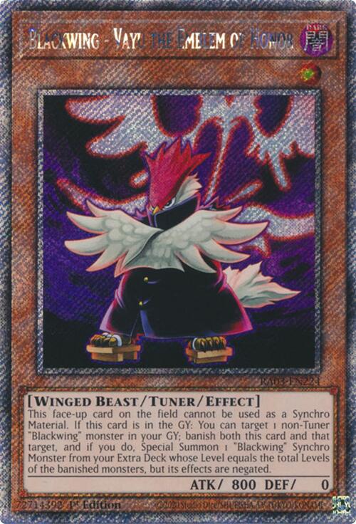 Blackwing - Vayu the Emblem of Honor (Platinum Secret Rare) [RA03-EN224] Platinum Secret Rare | Exor Games Bridgewater