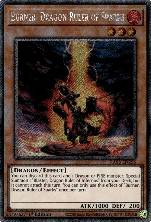 Burner, Dragon Ruler of Sparks (Platinum Secret Rare) [RA03-EN256] Platinum Secret Rare | Exor Games Bridgewater