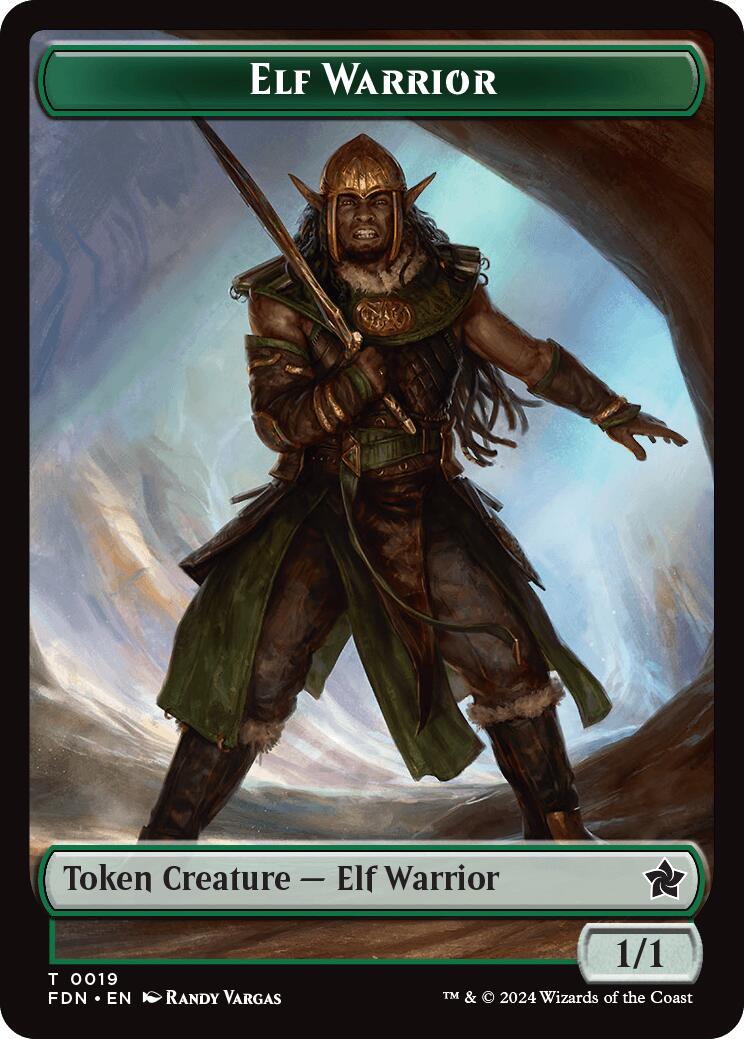 Elf Warrior // Raccoon Doubled-Sided Token [Foundations Tokens] | Exor Games Bridgewater