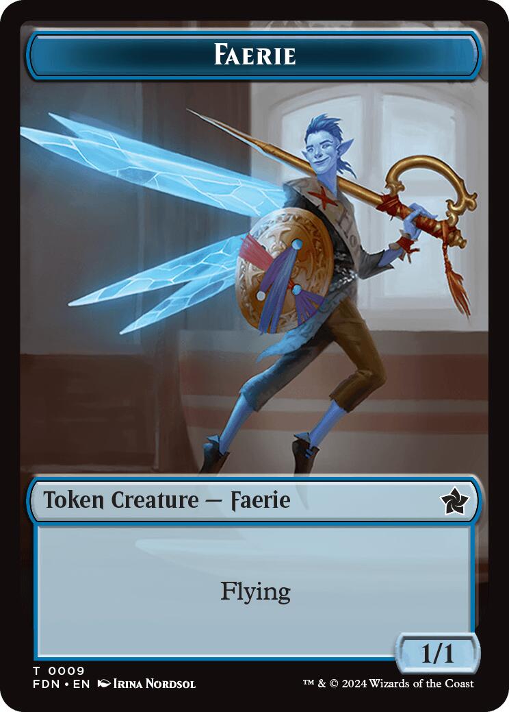 Faerie // Fish Doubled-Sided Token [Foundations Tokens] | Exor Games Bridgewater