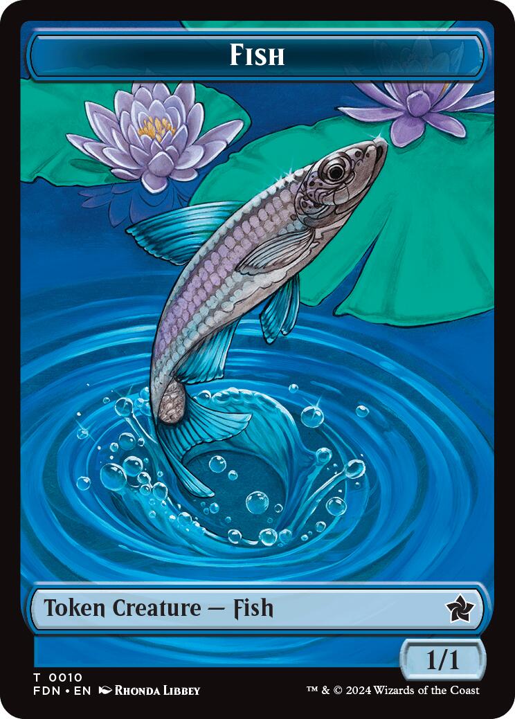 Faerie // Fish Doubled-Sided Token [Foundations Tokens] | Exor Games Bridgewater