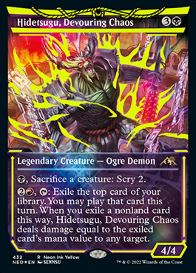 Hidetsugu, Devouring Chaos (Neon Ink Yellow) [Kamigawa: Neon Dynasty] | Exor Games Bridgewater