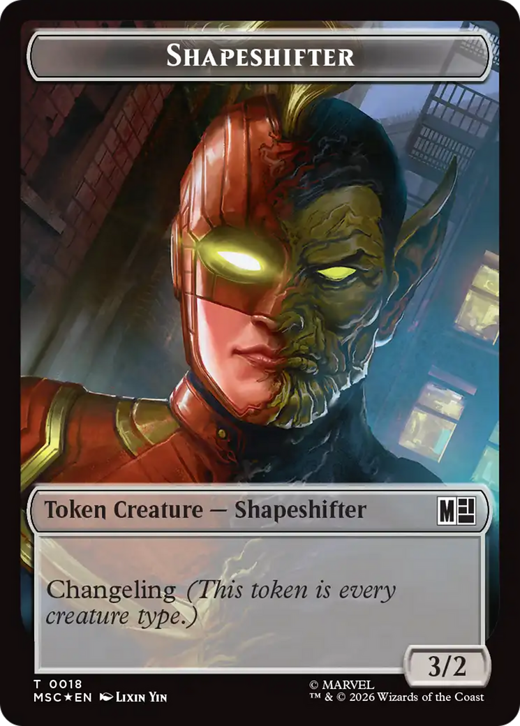 Shapeshifter (018) // Villain (025) Double-Sided Token (Surge Foil) [Marvel Super Heroes Commander Tokens] | Exor Games Bridgewater