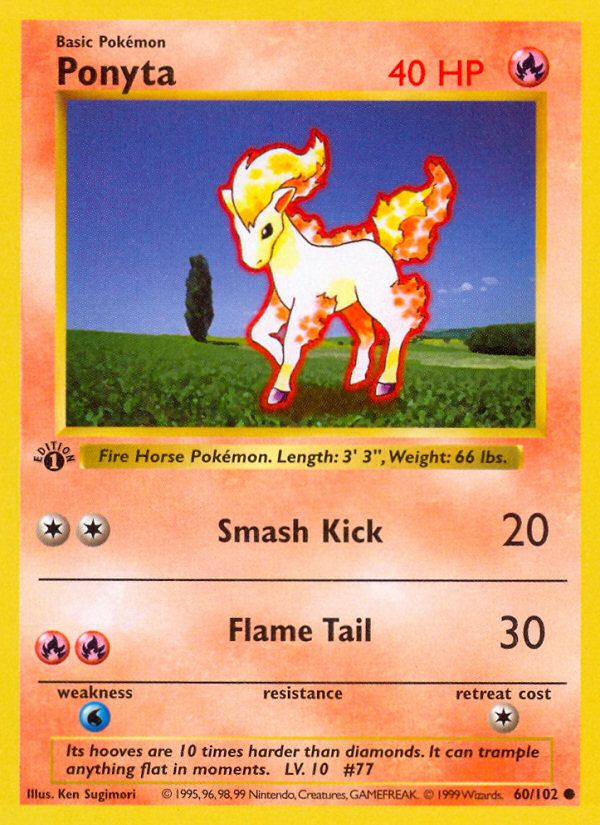 Ponyta (60/102) (Shadowless) [Base Set 1st Edition] | Exor Games Bridgewater