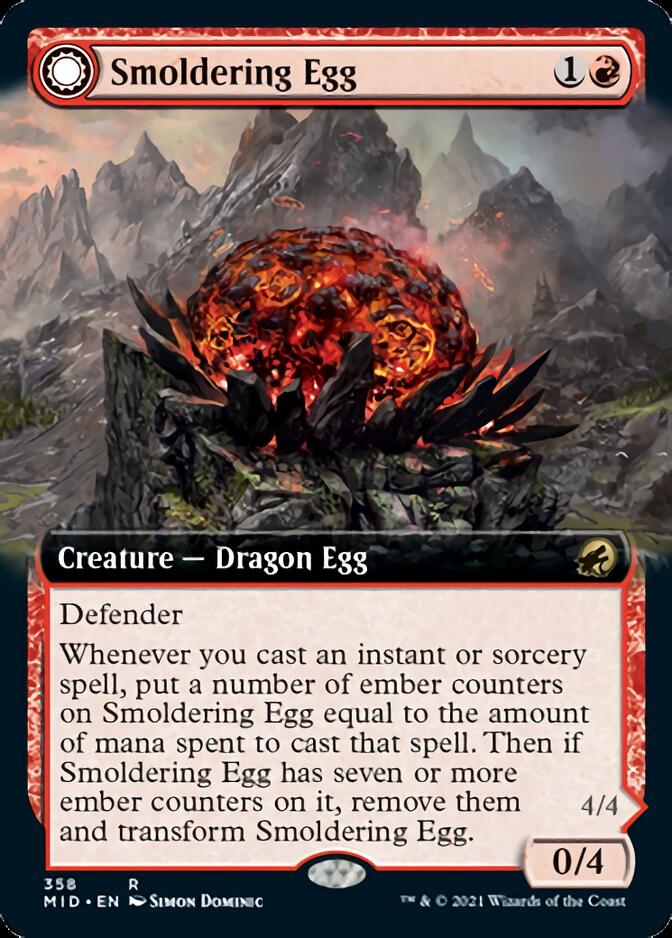 Smoldering Egg // Ashmouth Dragon (Extended Art) [Innistrad: Midnight Hunt] | Exor Games Bridgewater