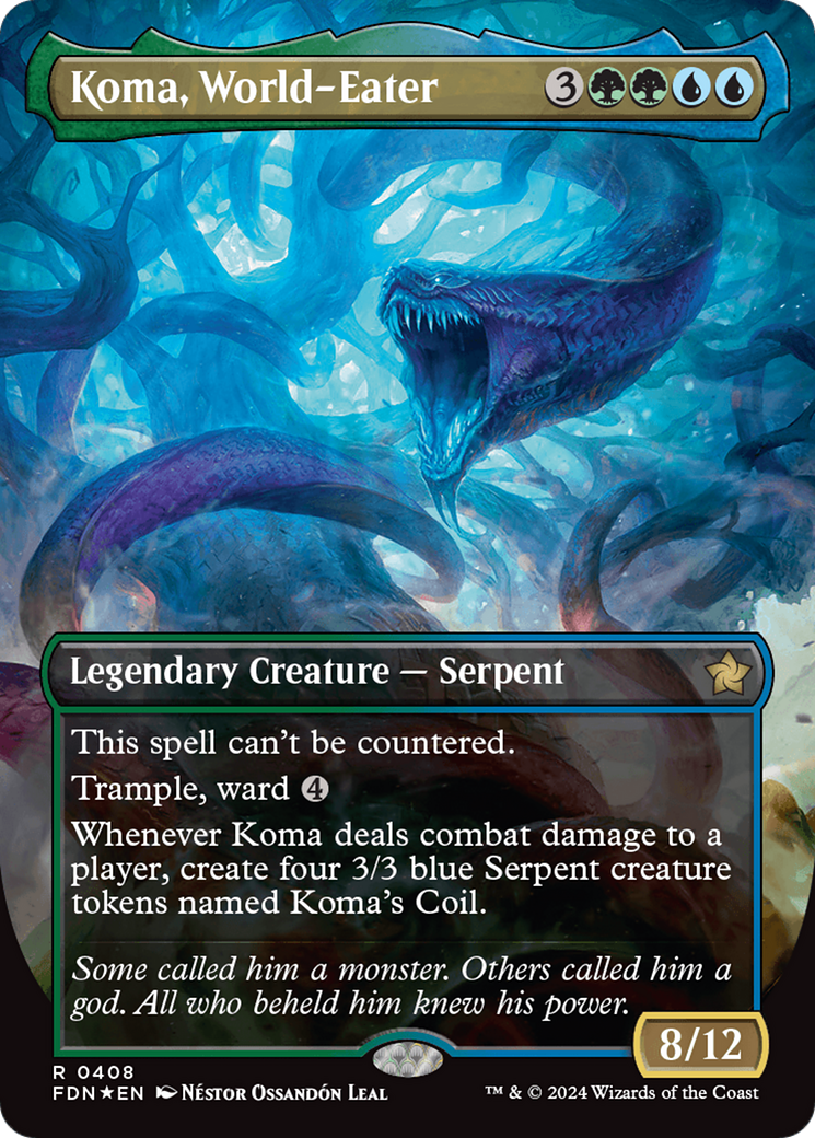Koma, World-Eater (Borderless) (Mana Foil) [Foundations] | Exor Games Bridgewater