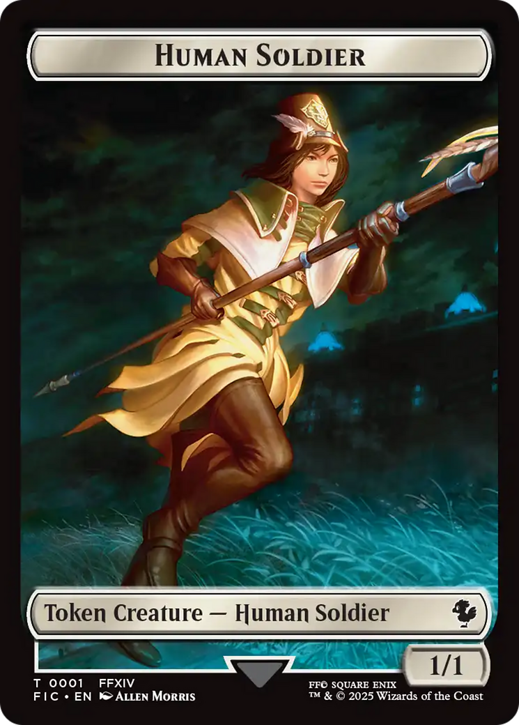 Human Soldier // Hero (0032) Double-Sided Token (Surge Foil) [FINAL FANTASY Commander Tokens] | Exor Games Bridgewater