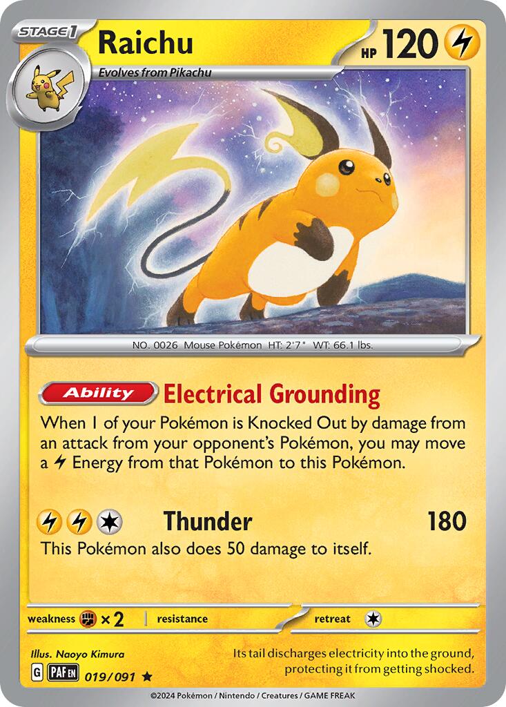 Raichu (019/091) (Theme Deck Exclusive) [Scarlet & Violet: Paldean Fates] | Exor Games Bridgewater