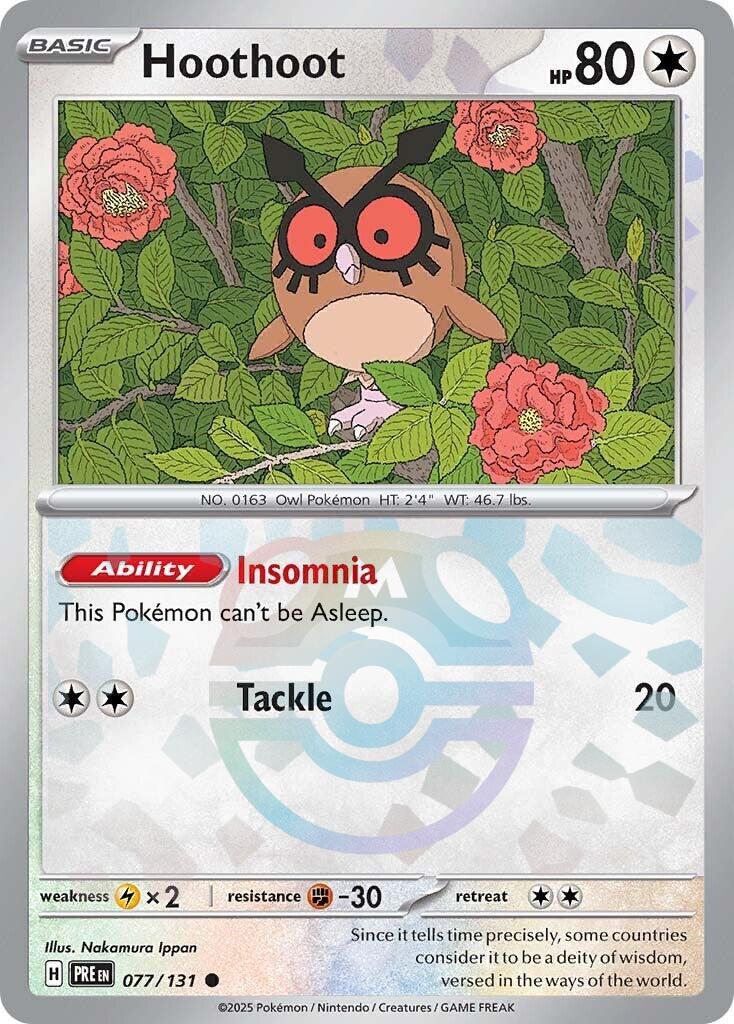 Hoothoot (077/131) (Master Ball Pattern) [Scarlet & Violet: Prismatic Evolutions] | Exor Games Bridgewater