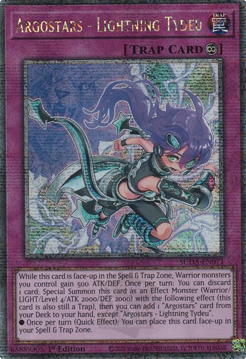 Argostars - Lightning Tydeu (Quarter Century Secret Rare) [SUDA-EN071] Quarter Century Secret Rare | Exor Games Bridgewater