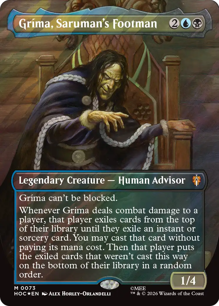 Grima, Saruman's Footman (Borderless) (Surge Foil) [The Hobbit: Eternal-Legal] | Exor Games Bridgewater