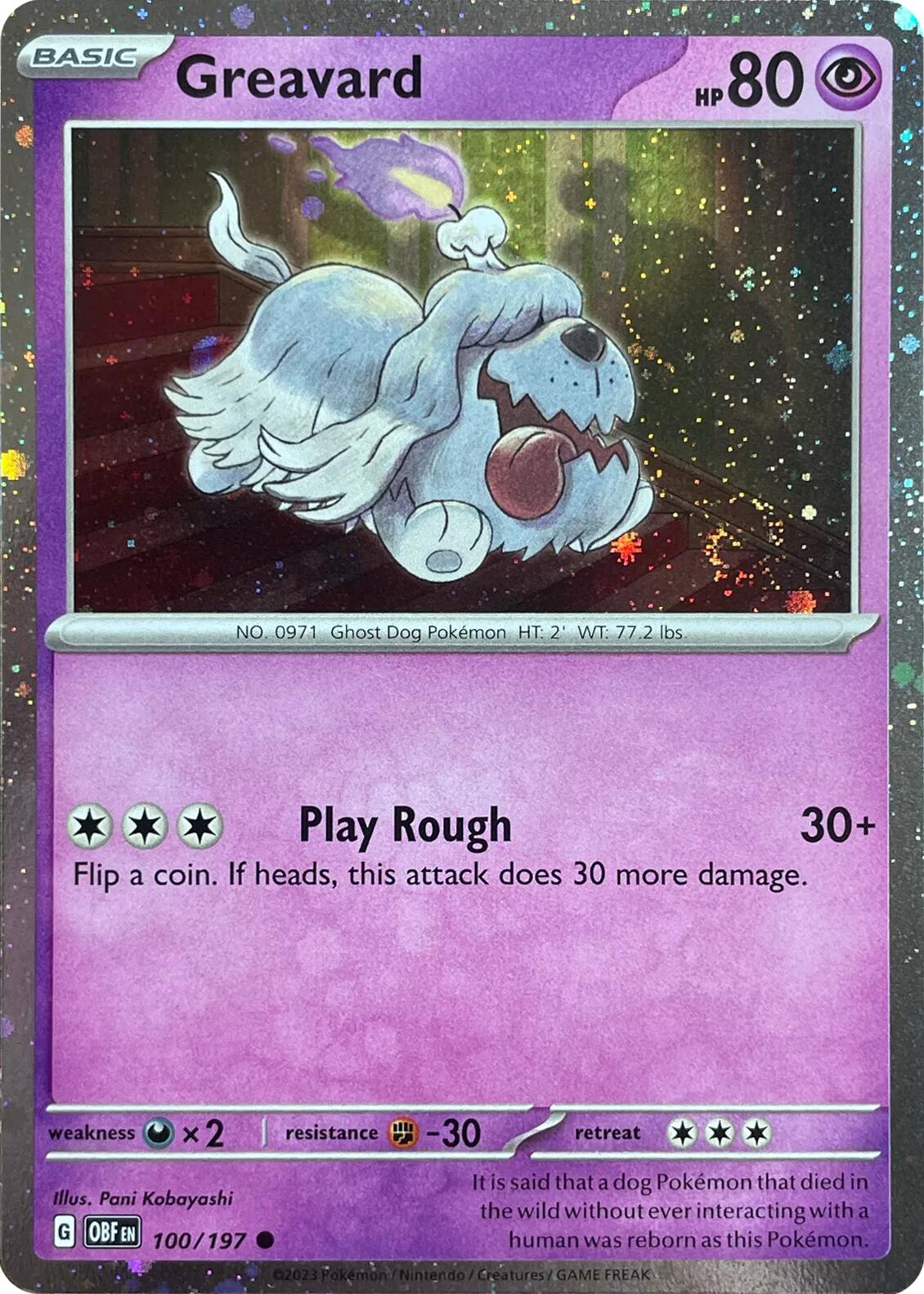 Greavard (100/197) (Cosmos Holo) (Deck Exclusive) [Scarlet & Violet: Obsidian Flames] | Exor Games Bridgewater