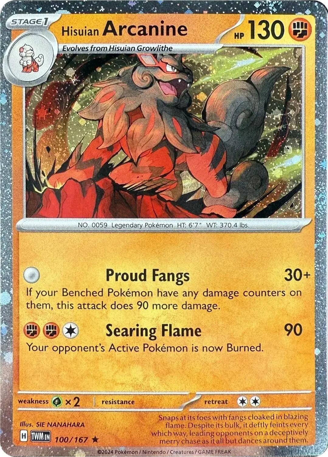 Hisuian Arcanine (100/167) (Cosmos Holo) [Scarlet & Violet: Twilight Masquerade] | Exor Games Bridgewater