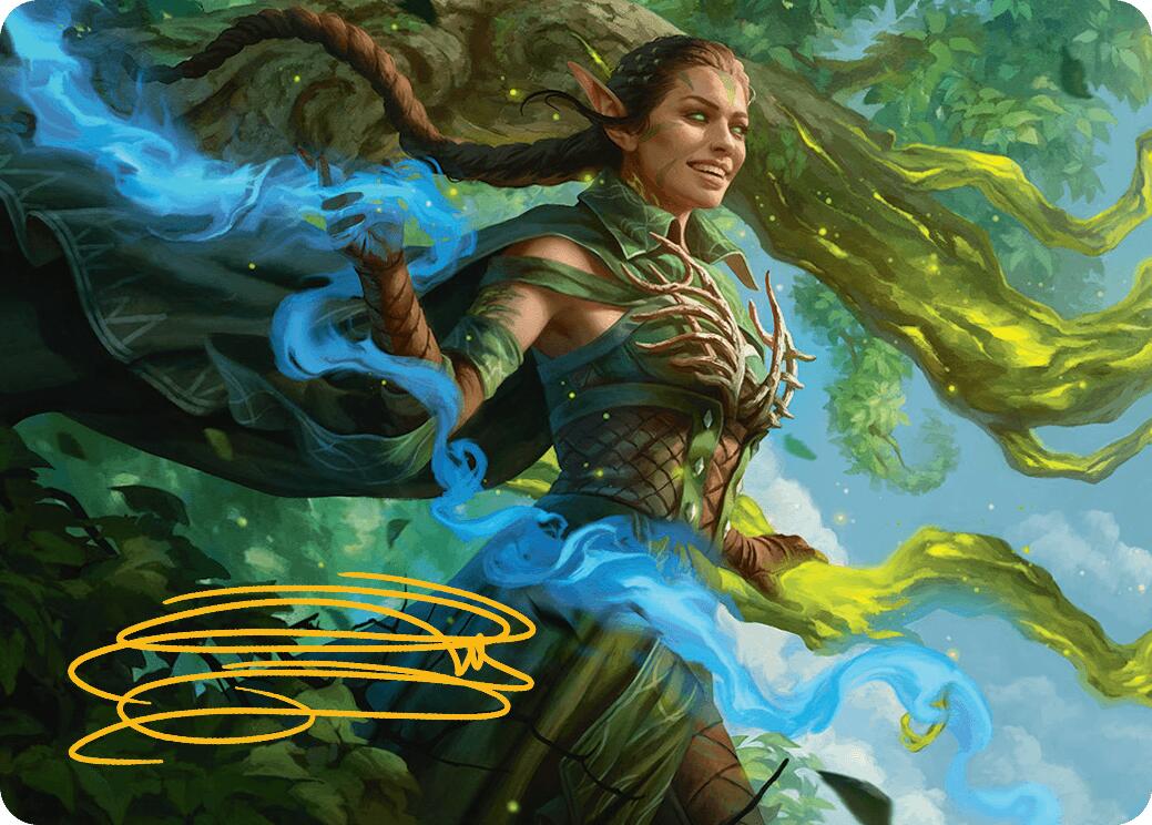 Nissa, Worldsoul Speaker Art Card (Gold-Stamped Signature) [Aetherdrift Art Series] | Exor Games Bridgewater