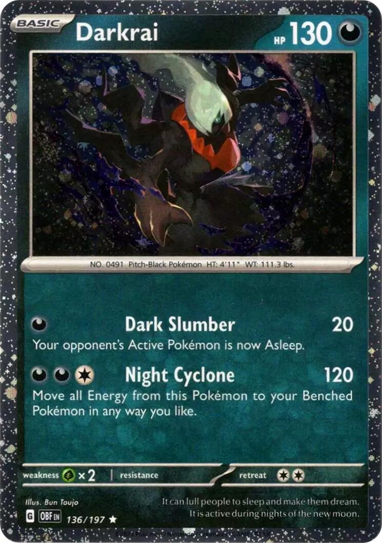 Darkrai (136/197) (Cosmos Holo) [Scarlet & Violet: Obsidian Flames] | Exor Games Bridgewater