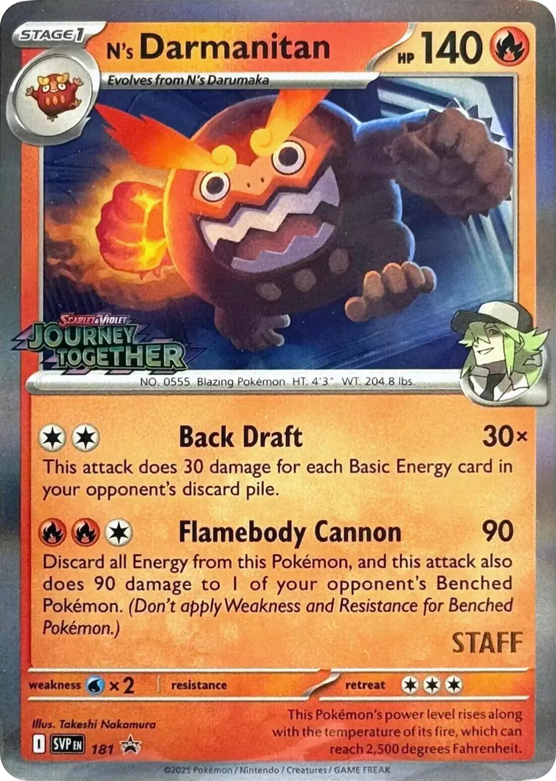 N's Darmanitan (181) (Prerelease Staff) [Scarlet & Violet: Black Star Promos] | Exor Games Bridgewater