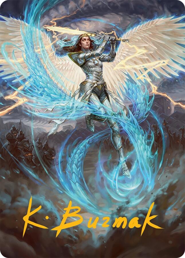 Elspeth, Storm Slayer Art Card (49/54) (Gold-Stamped Signature) [Tarkir: Dragonstorm Art Series] | Exor Games Bridgewater