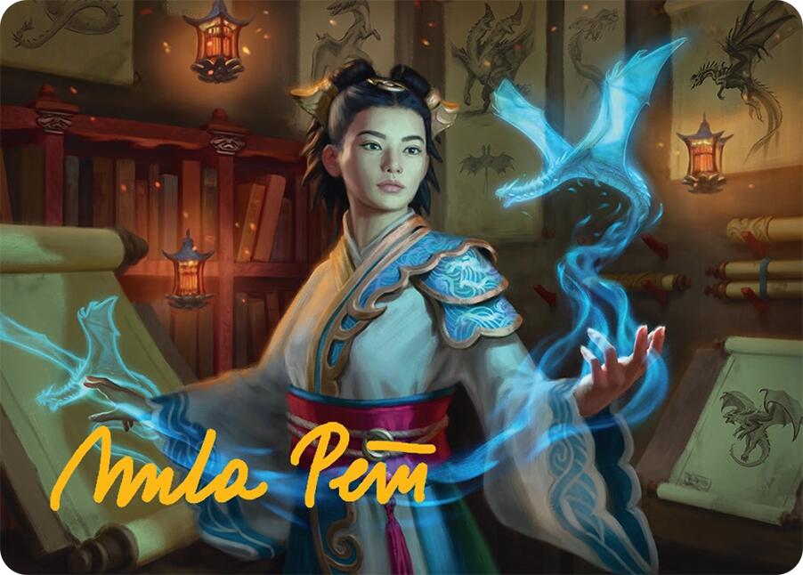 Dragonologist Art Card (6/54) (Gold-Stamped Signature) [Tarkir: Dragonstorm Art Series] | Exor Games Bridgewater