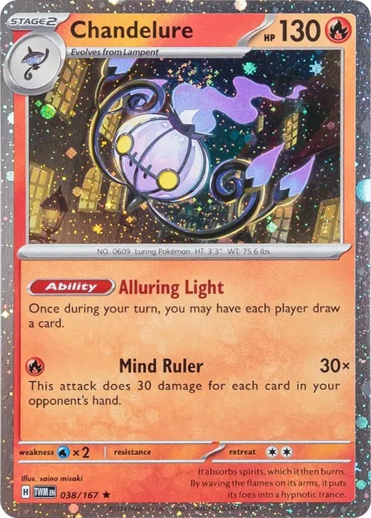 Chandelure (038/167) (Cosmos Holo) [Scarlet & Violet: Twilight Masquerade] | Exor Games Bridgewater