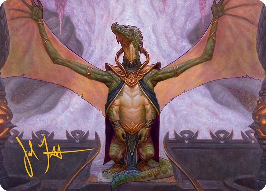 Kheru Goldkeeper Art Card (36/54) (Gold-Stamped Signature) [Tarkir: Dragonstorm Art Series] | Exor Games Bridgewater